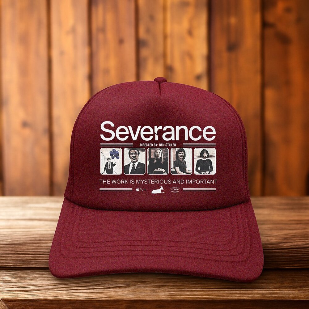 Severance Mens Trucker Hat Maroon Work Is Mysterious & Important TV Show